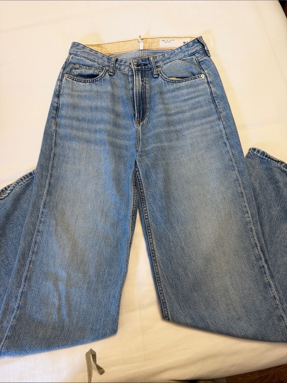 rag & bone Wide-Leg Jeans in Light Blue Denim